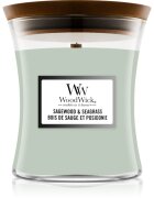 Woodwick Sagewood & Seagrass vonná svíčka s dřevěným knotem 275 g