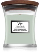 Woodwick Sagewood & Seagrass vonná svíčka s dřevěným knotem 85 g