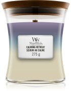 Woodwick Trilogy Calming Retreat vonná svíčka s dřevěným knotem 275 g