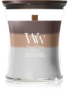Woodwick Trilogy Radiant Cashmere vonná svíčka s dřevěným knotem 275 g