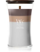 Woodwick Trilogy Radiant Cashmere vonná svíčka s dřevěným knotem 610 g