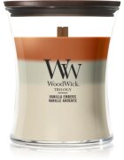 Woodwick Trilogy Vanilla Embers vonná svíčka s dřevěným knotem 275 g