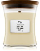 Woodwick White Teak vonná svíčka s dřevěným knotem 275 g