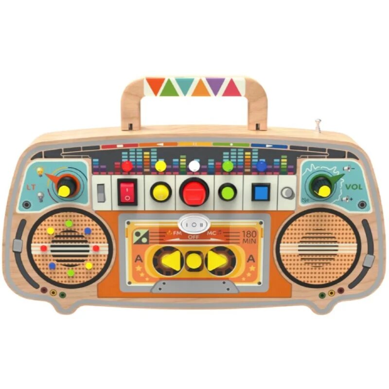 2Kids Toys Activity Board Wooden FM Radio aktivity hračka 12m+ 1 ks
