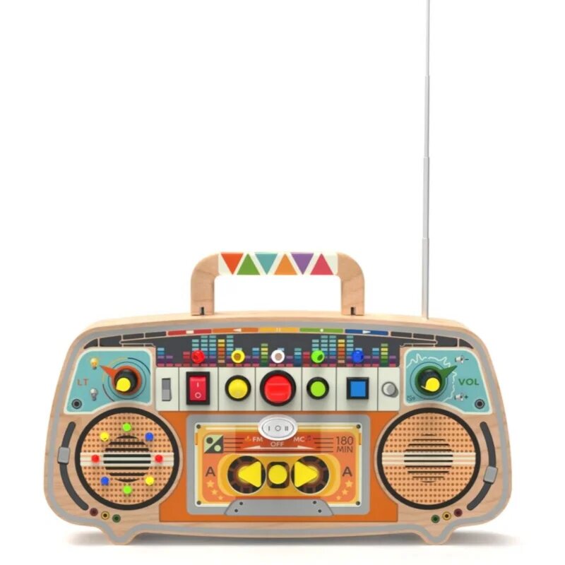 2Kids Toys Activity Board Wooden FM Radio aktivity hračka 12m+ 1 ks