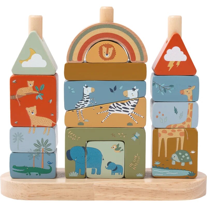 2Kids Toys Shape-Fitting Blocks Safari kostky ze dřeva 12m+ 16 ks