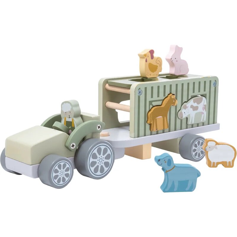 2Kids Toys Wooden Car with Animals sada hraček ze dřeva 2y+ 10 ks