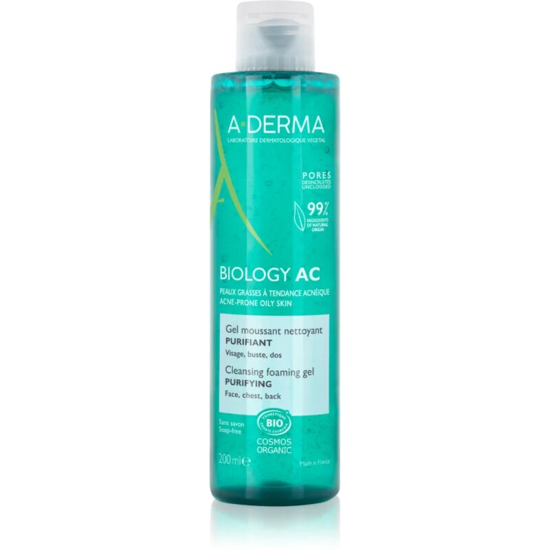 A-Derma Biology AC čisticí pěnivý gel pro mastnou a smíšenou pleť 200 ml