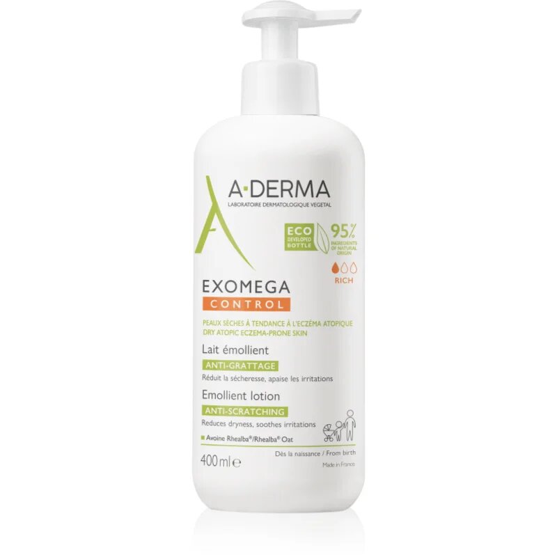 A-Derma Exomega Control Emollient Lotion tělové mléko proti podráždění a svědění pokožky 400 ml