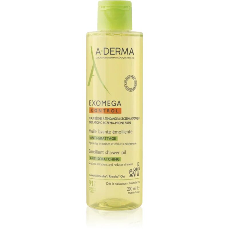 A-Derma Exomega Control Emollient Shower Oil zvláčňující sprchový olej pro suchou až atopickou pokožku 200 ml