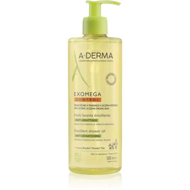 A-Derma Exomega Control Emollient shower oil zvláčňující sprchový olej pro suchou až atopickou pokožku 500 ml