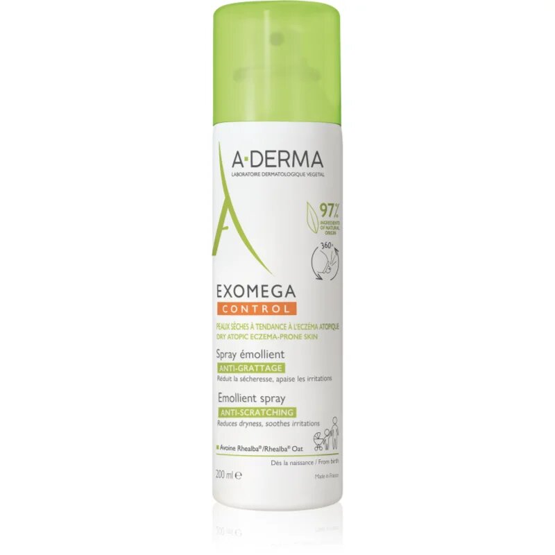 A-Derma Exomega Control Emollient spray hydratační krém pro posílení ochranné bariéry citlivé a atopické pokožky ve spreji 200 ml