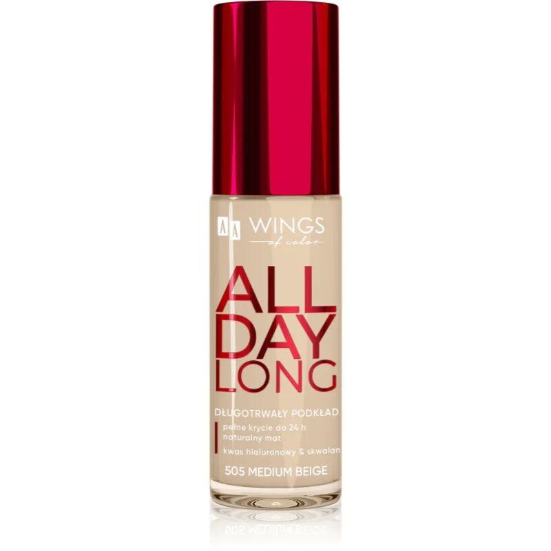 AA Wings of Color All Day Long Long Lasting Foundation dlouhotrvající make-up odstín 505 Medium Beige 30 ml