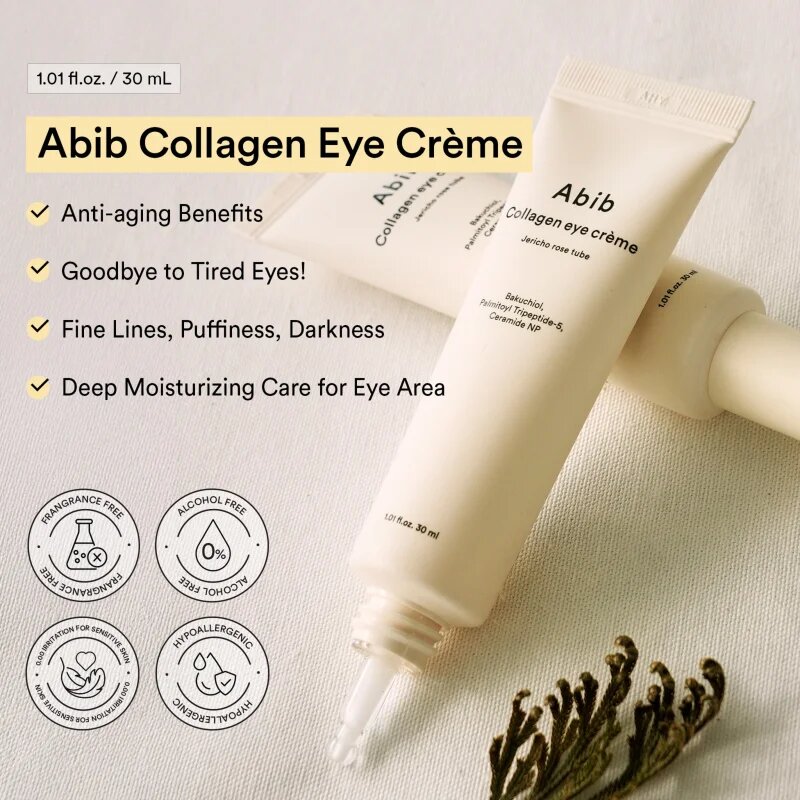 Abib Collagen Eye Crème Jericho Rose Tube lehký oční krém pro výživu a hydrataci 30 ml