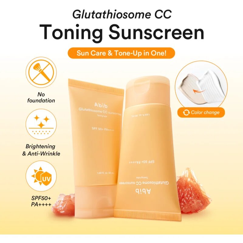 Abib Glutathiosome CC Sunscreen Toning Tube ochranný tónovaný fluid na obličej s rozjasňujícím efektem SPF 50+ 50 ml