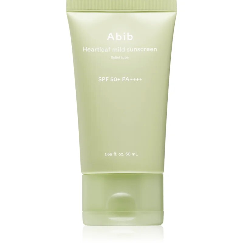 Abib Heartleaf Mild Sunscreen Relief Tube opalovací krém na obličej se zklidňujícím účinkem SPF 50+ 50 ml