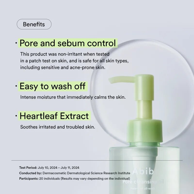Abib Heartleaf Pore Cleansing Oil-wash jemný čisticí olej se zklidňujícím účinkem 200 ml