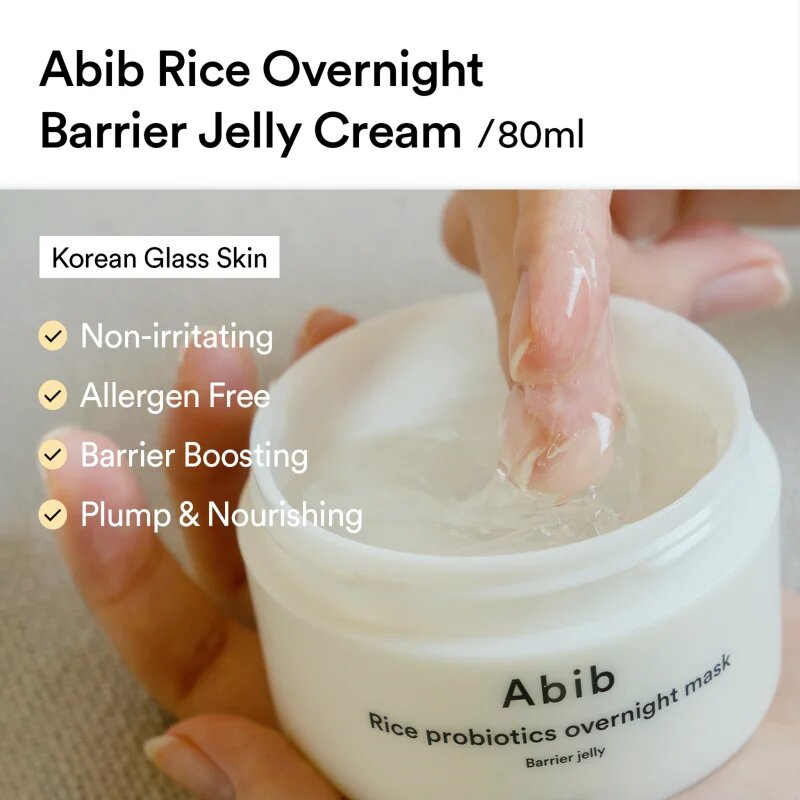 Abib Rice Probiotics Overnight Mask Barrier Jelly noční pleťová maska pro intenzivní hydrataci 80 ml
