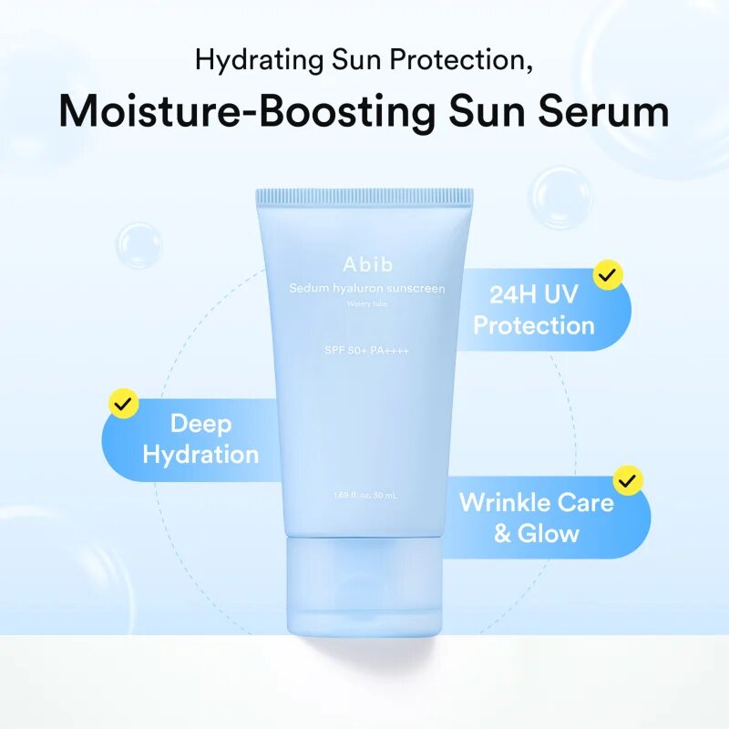 Abib Sedum Hyaluron Watery Tube Sunscreen opalovací krém na obličej se zklidňujícím účinkem SPF 50+ 50 ml