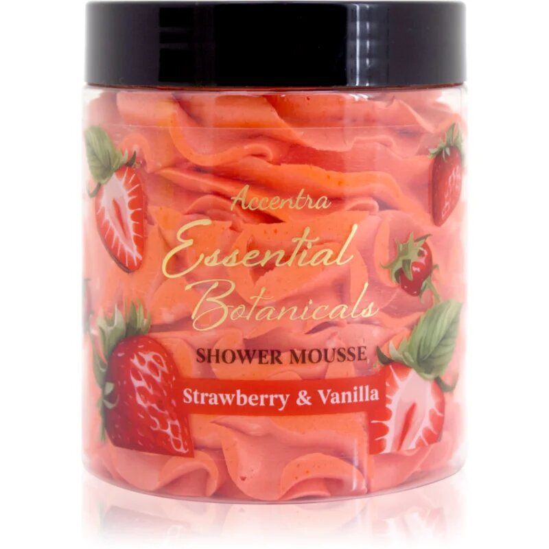 Accentra Essential Botanicals Shower Mousse sprchová pěna s vůní Strawberry & Vanilla 200 g