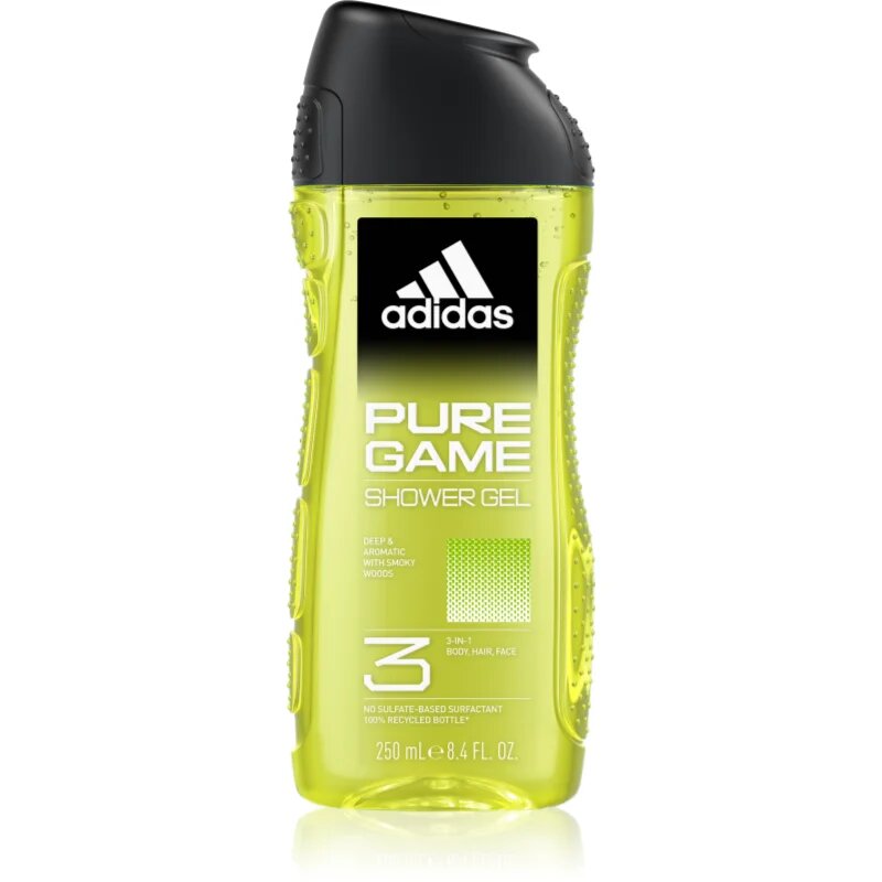 Adidas Pure Game sprchový gel na obličej tělo a vlasy 3 v 1 pro muže 250 ml