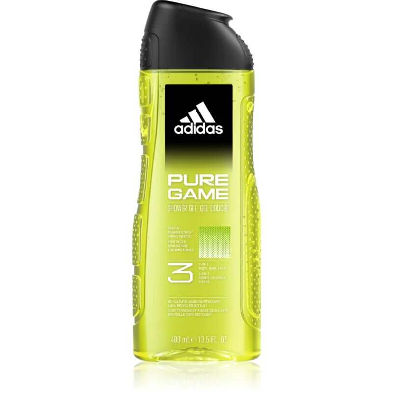 Adidas Pure Game sprchový gel na obličej tělo a vlasy 3 v 1 pro muže 400 ml