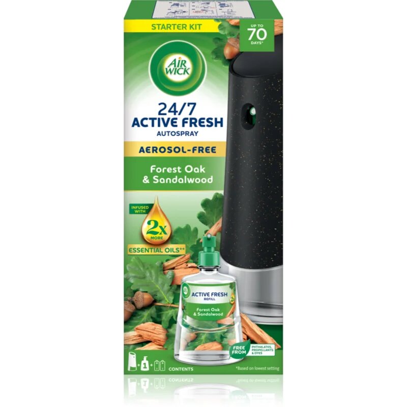Air Wick Active Fresh Dub a santalové dřevo automatický osvěžovač vzduchu s náplní 228 ml
