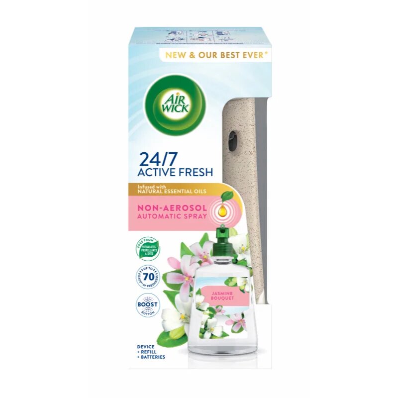 Air Wick Active Fresh Jasmine Bouquet automatický osvěžovač vzduchu s náplní 228 ml