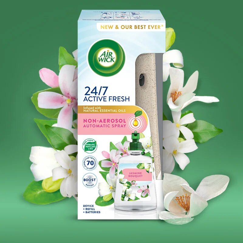 Air Wick Active Fresh Jasmine Bouquet automatický osvěžovač vzduchu s náplní 228 ml