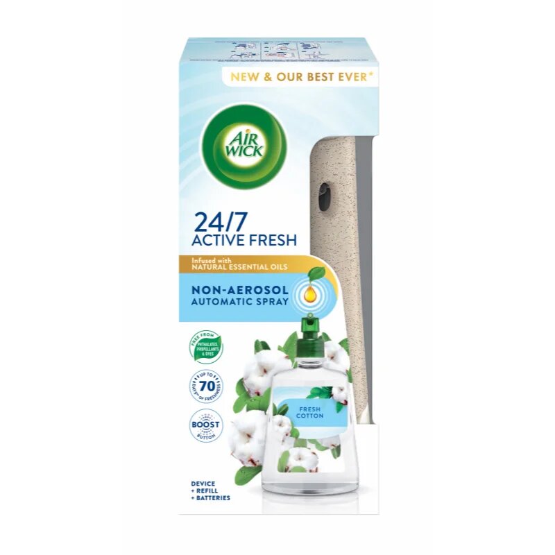 Air Wick Active Fresh Linen & White Orchid automatický osvěžovač vzduchu s náplní 228 ml