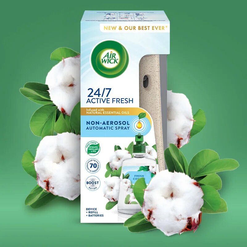 Air Wick Active Fresh Linen & White Orchid automatický osvěžovač vzduchu s náplní 228 ml