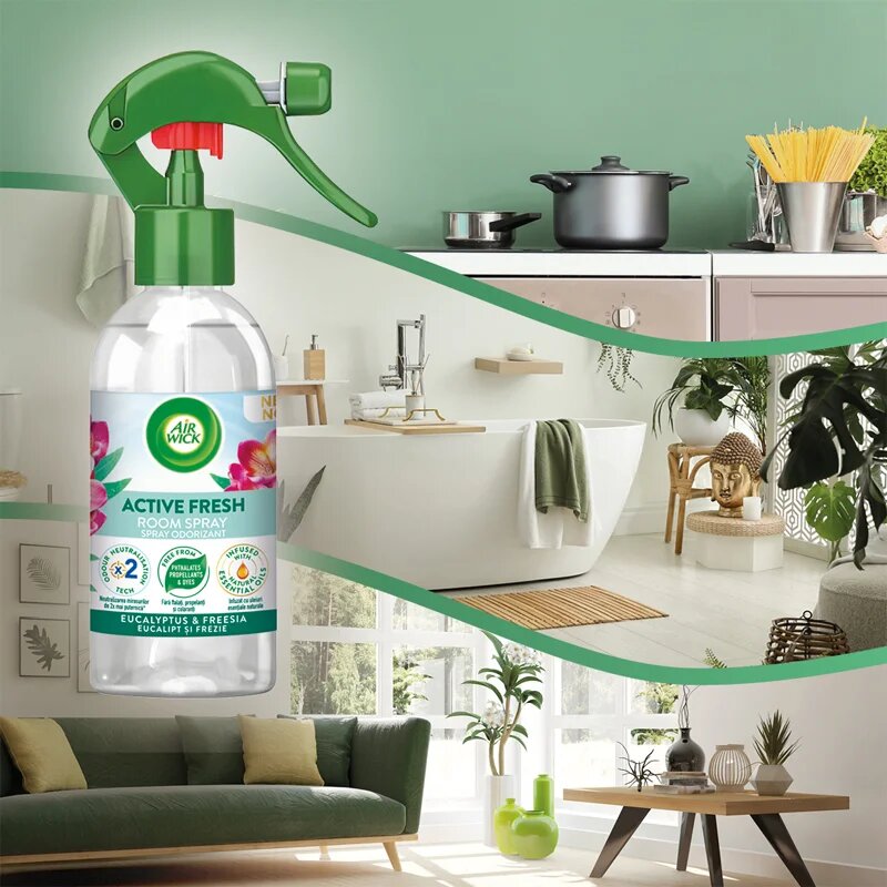 Air Wick Active Fresh Spray Eucalyptus & Freesia bytový sprej 237 ml
