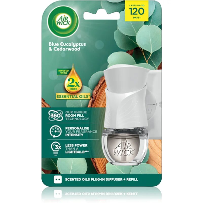 Air Wick Blue Eucalyptus & Cedarwood elektrický osvěžovač vzduchu s náplní 19 ml