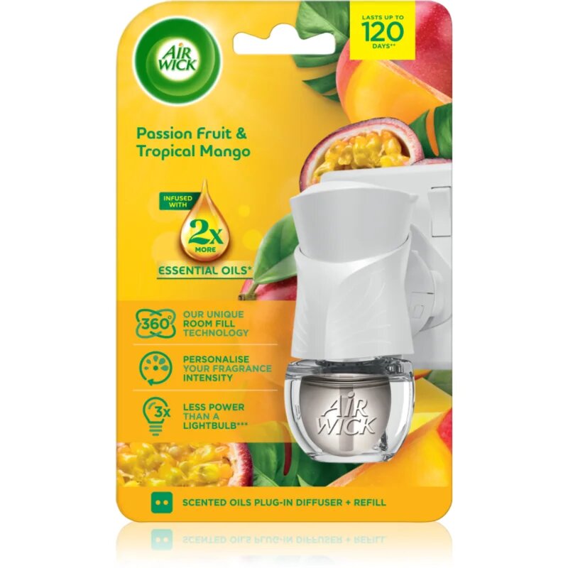 Air Wick Electric Passion Fruit & Tropical Mango elektrický osvěžovač vzduchu s náplní 199 ml