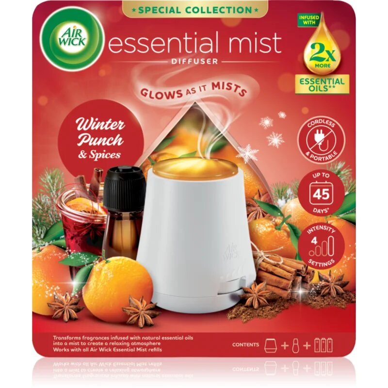 Air Wick Essential Mist Zimní punč aroma difuzér s náplní + baterie 20 ml