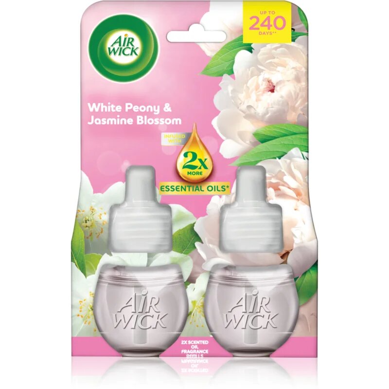 Air Wick Essential Oils Pivoňka a jasmínový květ náplň do elektrického difuzéru 2x19 ml