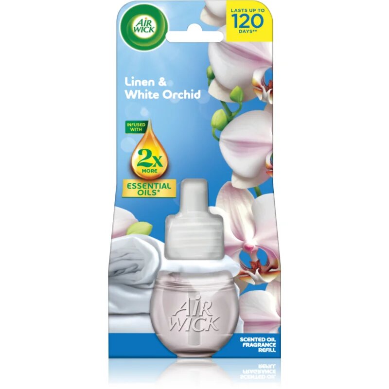 Air Wick Essential Oils Prádlo a bílá orchidej náplň do elektrického difuzéru 19 ml