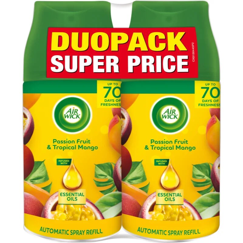 Air Wick Freshmatic Maracuja a tropické mango osvěžovač vzduchu – náhradní náplň s vůní DUO 2x250 ml