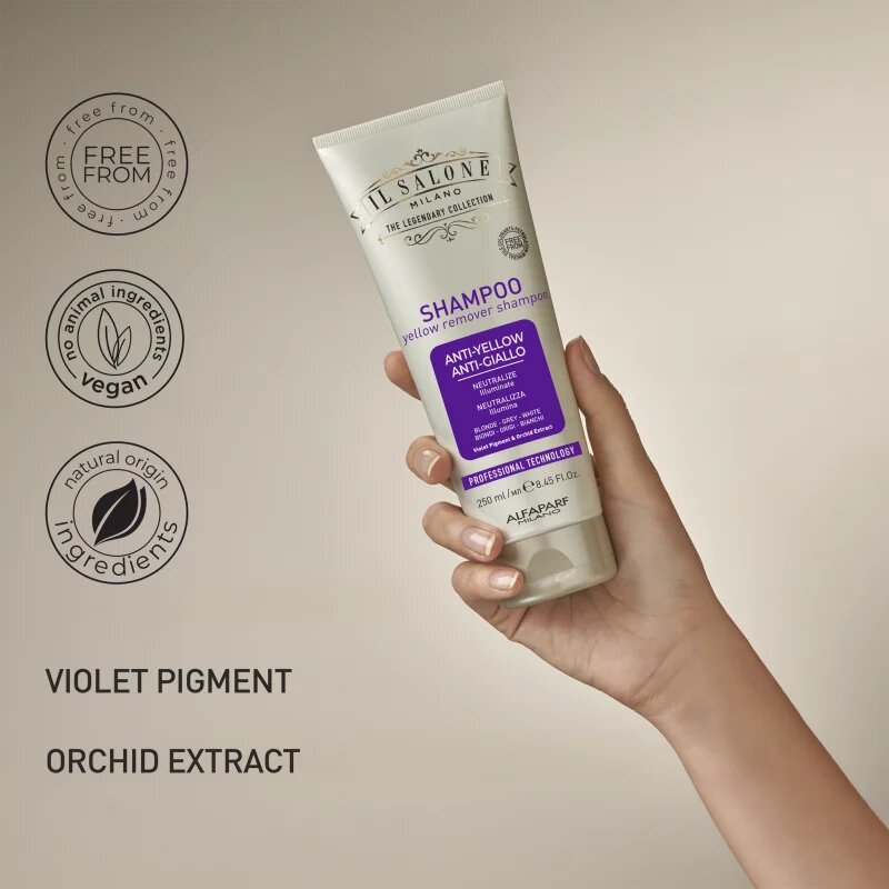 Alfaparf Milano Il Salone Milano Anti-yellow fialový šampon neutralizující žluté tóny 250 ml