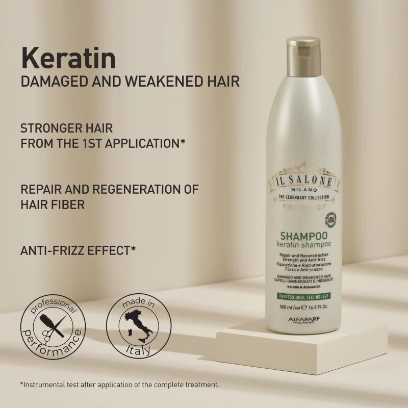 Alfaparf Milano Il Salone Milano Keratin obnovující šampon pro poškozené vlasy 500 ml