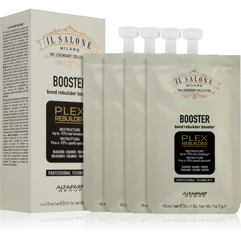 Alfaparf Milano Il Salone Milano Plex Rebuilder sérum pro odbarvené barvené a chemicky ošetřené vlasy 4x15 ml