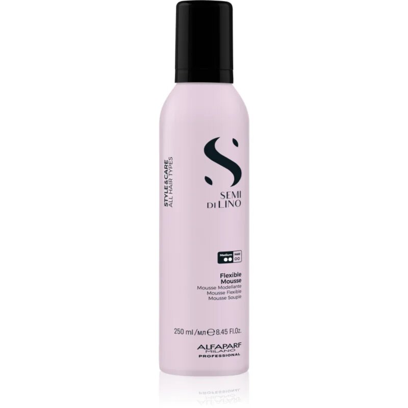 Alfaparf Milano Semi di Lino Style&Care Flexible Mousse pěnové tužidlo pro přirozenou fixaci a lesk vlasů s UV filtrem 250 ml