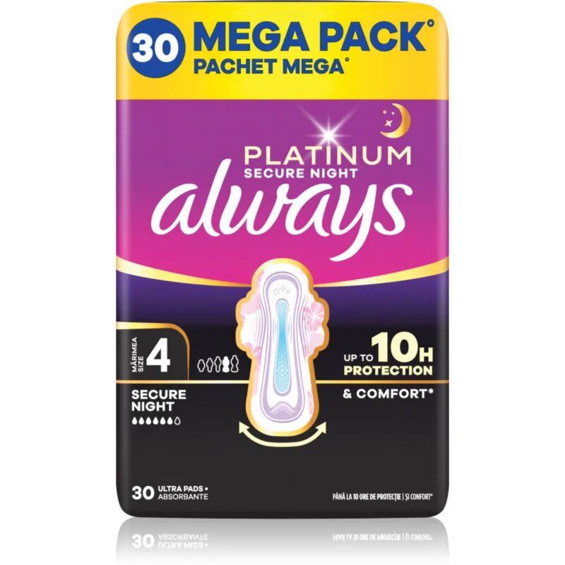 Always Platinum Secure Night Size 4 vložky na noc 30 ks