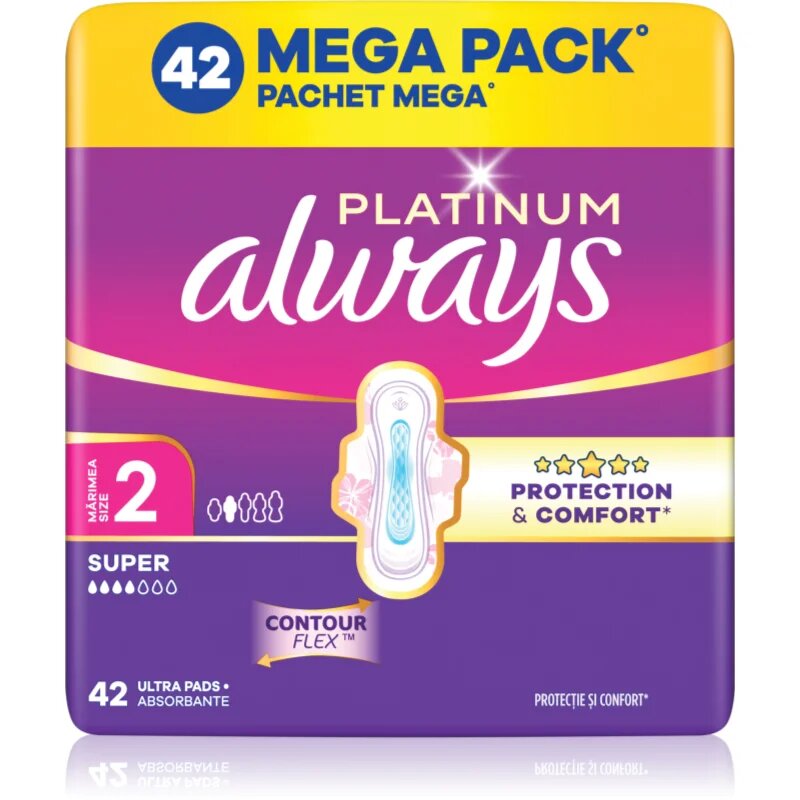 Always Platinum Super Size 2 vložky s křidélky 42 ks