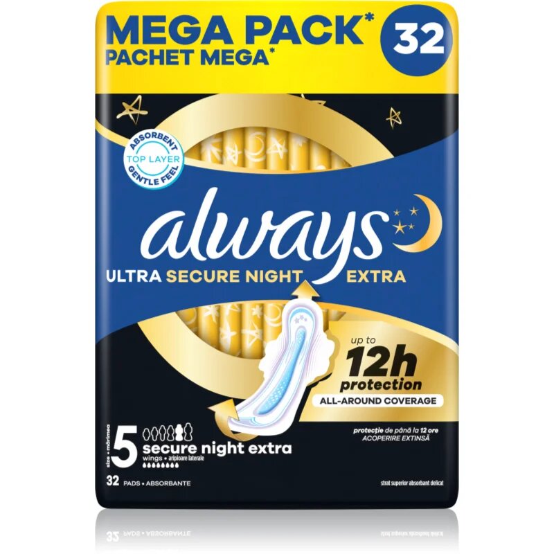 Always Ultra Secure Night Extra Size 5 vložky na noc 32 ks