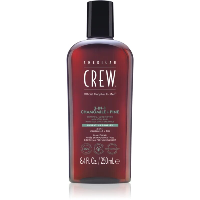 American Crew 3 in 1 Chamimile + Pine 3 v 1 šampon kondicionér a sprchový gel pro muže 250 ml