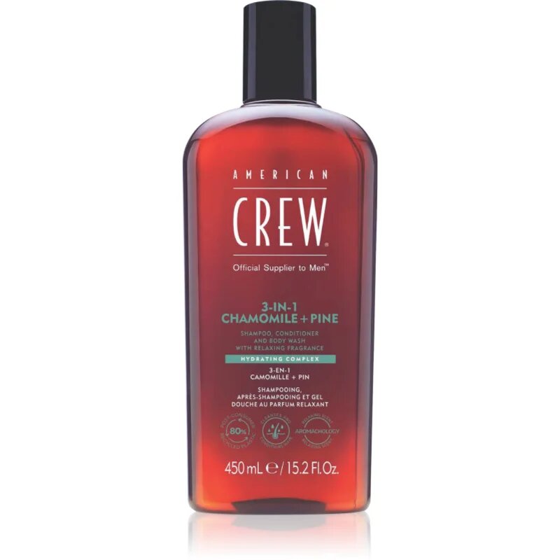 American Crew 3 in 1 Chamimile + Pine 3 v 1 šampon kondicionér a sprchový gel pro muže 450 ml