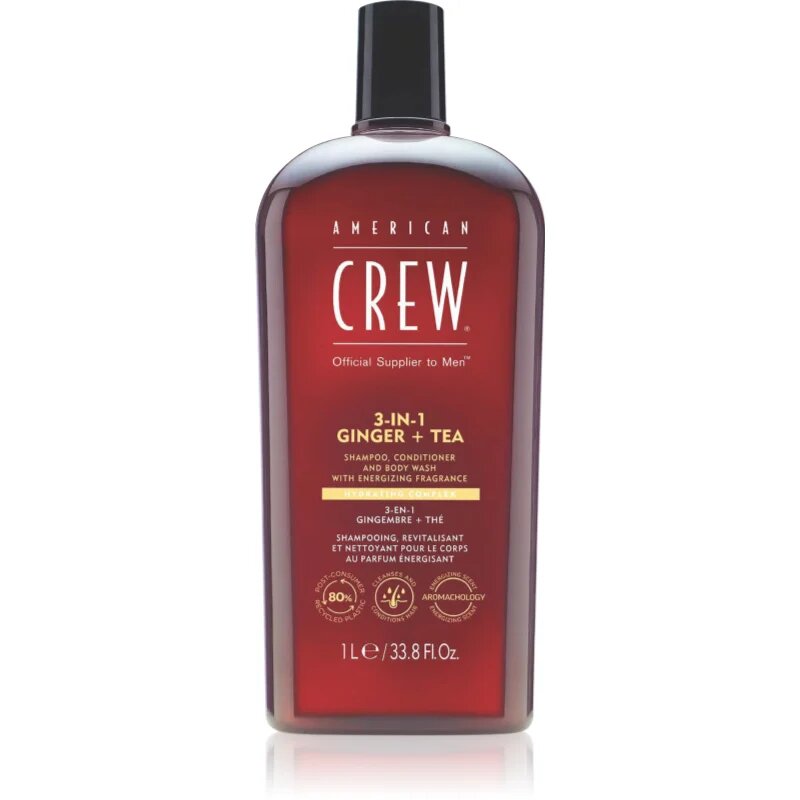 American Crew 3 in 1 Ginger + Tea 3 v 1 šampon kondicionér a sprchový gel pro muže 1000 ml