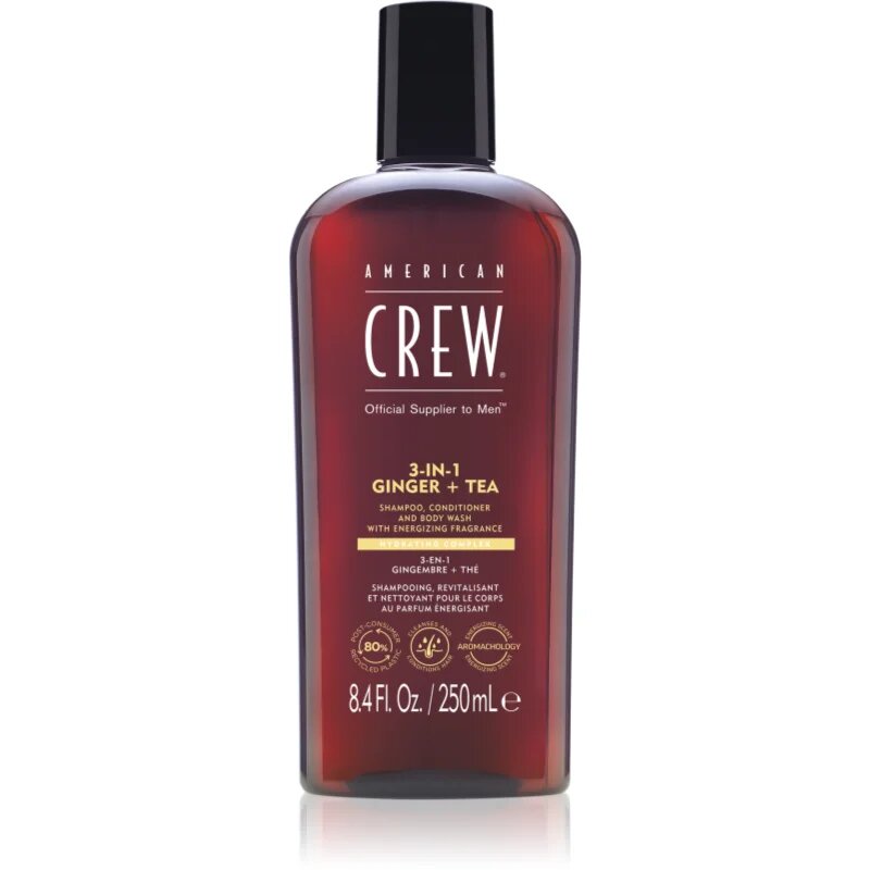 American Crew 3 in 1 Ginger + Tea 3 v 1 šampon kondicionér a sprchový gel pro muže 250 ml
