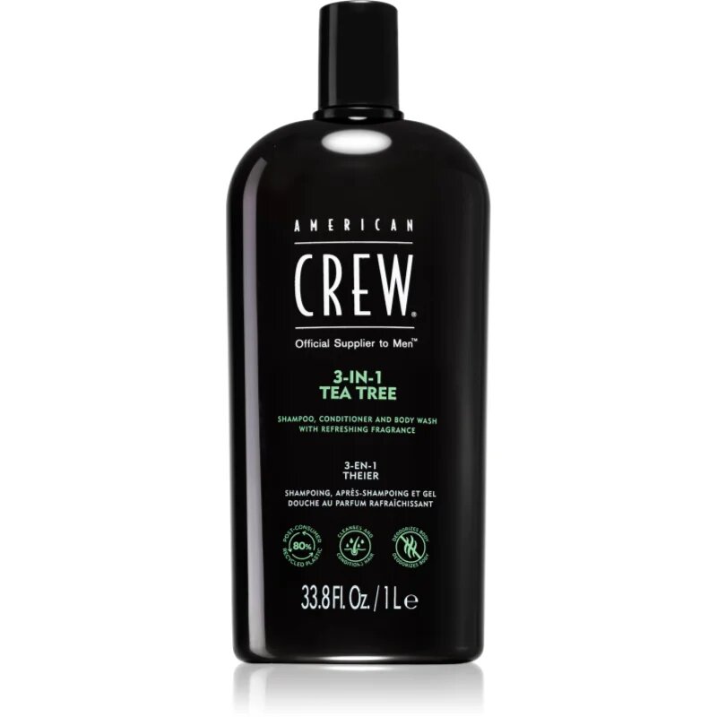 American Crew Hair & Body 3-IN-1 Tea Tree šampón kondicionér a sprchový gel 3 v 1 pro muže 1000 ml